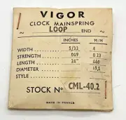 NOS Clock Mainspring CML-40.2, 5/32" x .009" x 26" Loop End (CM44)