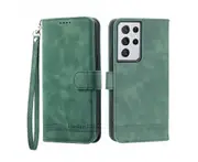 Flip Leather Wallet Case for Samsung Galaxy S21 Ultra - Green