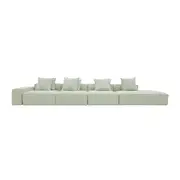 [James Lane] Riley Linen Oatmeal Modular Sofa - 1x Arm, 3x Armless, 1x Right Terminal