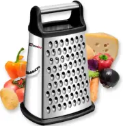 Multifunctional Stainless Steel Grater Slicer with Handle, Large 4 Sides Cutter