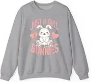 [X.Style] Just a Girl Who Loves Bunnies Rabbit Cute Bunny ds012 Sweater Grey M