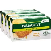 Palmolive Bar Soap Naturals Milk & Honey 90g x 4 pack
