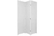 Woven Room Divider Screen White 3 Panel