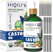 HIQILI Castor Oil for Hair 3.38 Fl. Oz, Pure and Natural Carrier Oil - 100ML