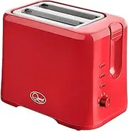Quest 34299 2 Slice Toaster / Variable Browning Control / Reheat and Defrost / Crumb Tray and Cord Storage, Red, 870W