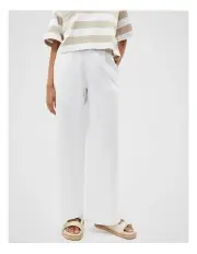 [Seed Heritage] Textured Wide Leg Pant in Whisper White