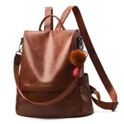 Nevenka Women Backpack PU Leather Anti-theft Casual Fashion Shoulder Bag-Brown