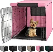 GORILLA GRIP Dog Crate Covers Compatible with Amazon Basics Dog Crates, All Sides Open, Privacy Cover Fits 24" Wire Kennel, Breathable Mesh Windows, Light Reducing Puppy Training Cage Topper, Pink
