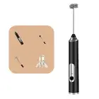 Electric Milk Frother-Rechargeable Handheld Electric Milk Frother with 2 Heads-
