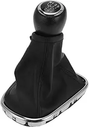 INFINAUTO 6 Speed Manual Gear Shifter Knob with Cover, Front Gearbox Stick Shifter Lever Knob for Chevrolet Cruze 2010-2015 Plastic Faux Leather Black, 1 Pc
