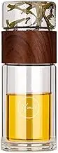 Tea Infuser Double Wall Glass Tea Bottle with Stainless Steel Long Infuser