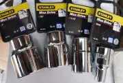 Stanley 1/2" drive 12 pts Socket AF & Metric 11/16", 1", 1-3/8", 9mm. 11mm