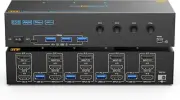 KVM Switch 3 Monitors 4 Computers 4K@60Hz, 2 Hdmi+Displayport KVM Switch Triple