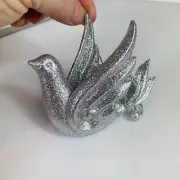 Silver Sparkling Glitter Dove Bird Christmas Ornament Nordstrom NIB
