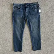 True Religion Men's Size 40 Geno SN Flap Slim Relaxed Fit Blue Denim Jeans
