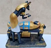 EGYPTIAN ANTIQUE Statue Afterlife Anubis Mummify King Tutankhamun H 9"- W4"