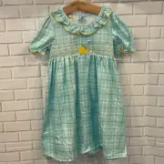 Boutique Marie Nicole Toddler Girl 5T (XL) Blue Yellow Lemon Plaid Dress