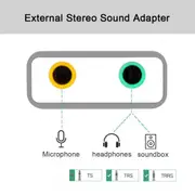 Usb Audio Adapter External Stereo Sound Card With 3.5Mm Headphone And Microphone Jack Golden