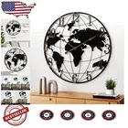 20-Inch Silent Quartz Wall Clock - Elegant World Map Design for Home & Office