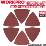 WORKPRO 150PCS Triangle Sanding Pads 3-1/8" Hook Loop for Oscillating Multi Tool