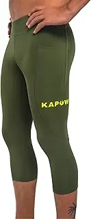 [Kapow Meggings] Men's Performance 3/4 Leggings Sports Compression with Pockets