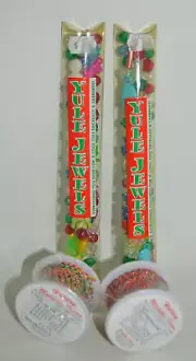 Vintage Yule Jewels Plastic Christmas Charms Beads Holiday W/ Cord NEW