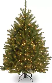 Pre-Lit Artificial Mini Christmas Tree, Green, Dunhill Fir, White Lights, Includ