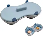 2 Cavity Microwave Egg Cooker, Breakfast Double Row Egg Cooker, Poached Egg Cup, Omelet Pan and 2 Cavity Egg Poacher, Kitchen Cooking Gadgets (Blue)