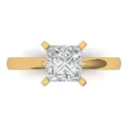 14K Yellow Gold Solitaire Promise Ring, 1.5 ct Princess Simulated Diamond