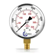2-1/2" Pressure Gauge - Chrome Plated Steel Case, 1/4"NPT, Lower Mnt. 5000 PSI