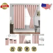 Soft Blush Pink Thermal Blackout Curtains - Light Blocking 70" x 63" Panels