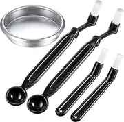 [Zhehao] Coffee Machine Cleaning Set, 4 Pieces Coffee Machine Brush with Spoon and 1 Piece 58 mm Stainless Steel Back Flush Insert Metal Blind Filter for Espresso Machine