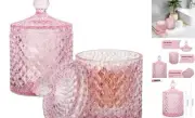 2 Pack Qtip Holder Thick Glass Apothecary Jars with Lid for Bathroom Decor