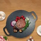 Cast Iron BBQ Pan Double Ear Iron Plate Korean Style Round Frying Pan Picnic