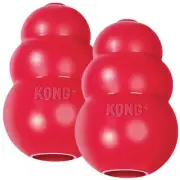 KONG Classic Dog Toy Large 2 Pack Red Stuffable Treat Dispenser Fetch Toy