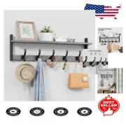Stylish 29" Rustic Grey Coat Hooks with Shelf - Space-Saving Entryway Organizer