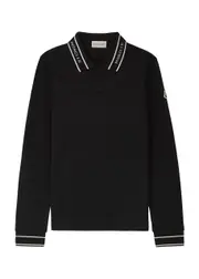 Moncler Kids Logo Piqué Cotton Polo Shirt - Black - 12A (12 Years) 12A (12 years)