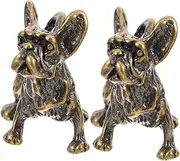 [BEBEMOKO] 2pcs Bulldog Pendant Chain Wallet Key Ring Car Dogs Loop Lanyard Whistle Pin Retractable Animals Locket The Animal Of The Lid Ornament Decorative Hanging Charm Copper