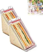 Triangle Sandwich Container, Bpa-Free Plastic Reusable Sandwich Containers for Lunch Boxes, Eco-Friendly Sandwich Boxes for Kids, Sandwich Box Container, Clear Hinged Sandwich Wedge Box (2pcs)