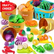 69-Piece Color Sorting Play Food Set for Kids Educational Cutting Food Toy