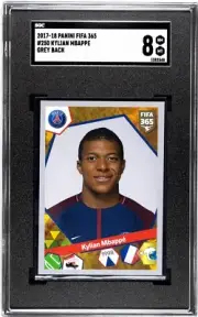 Panini Fifa 365 2017-2018 Kylian Mbappe Rookie RC #250 PSG FC sticker SGC8 NM-MT