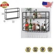 Versatile Wall Mounted Wine Rack - 24 Bottle & Glass Holder for Stylish Spaces