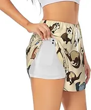 [FSCEV] Hairy Ferret Women's Athletic Shorts Summer Daily Leisure Loose Drawstring with Liner