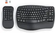MEETION Ergonomic Wireless Keyboard with Separate Numeric Keypad, Wave Flexible 2-in-1 Setup for Multi-Device, 2.4G/Bluetooth Split Design with Wrist Rest for Accountants/Data Entry/Left-Handed User