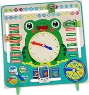 Totority Educational Boys and Girls' Clock Montessori Wooden Time Teaching Tool Interactive Calendar
