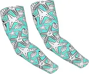 [HOPWODE] Beautiful Starfish Adult Ice Silk Arm Sleeves White Arm Sleeves Thumbhole Cooling Sleeves Outdoor Supplies, Black