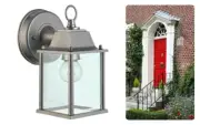 Wall Lantern Outdoor Wall Light Fixture Sconce Glass Panels -Brushed Nickel