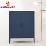 ArtissIn Buffet Sideboard Cupboard Cabinet Storage 2 Doors Locker Metal Blue