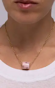 [Bleecker & Prince] Pink Snow Globe 14K Rose Gold Opal Pendent