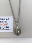 Black Tahitian Pearl Pendant 10mm In 18Kt on White Gold 16” Wheat Chain New!